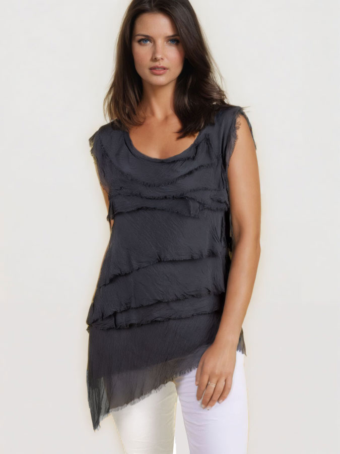Gigi ruffle tank tee graphite gigi moda