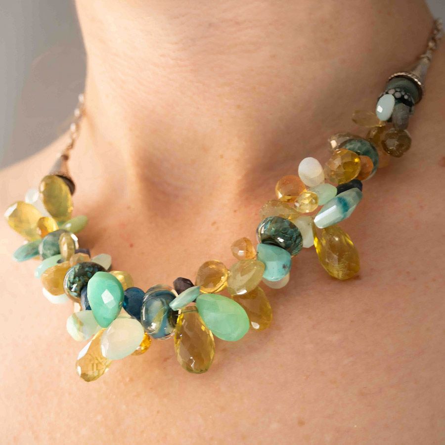 kahaluu gemstone necklace on model