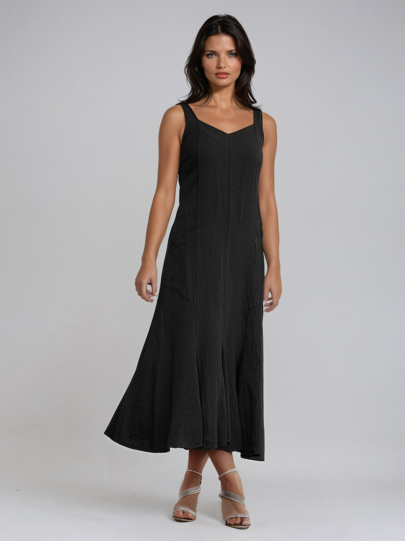 inizio mason linen maxi dress 90972 black