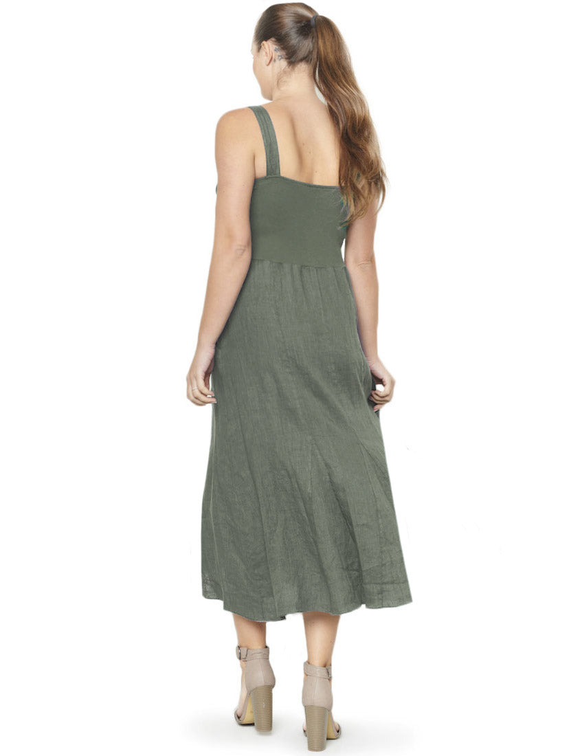inizio mason linen maxi dress 90972 green