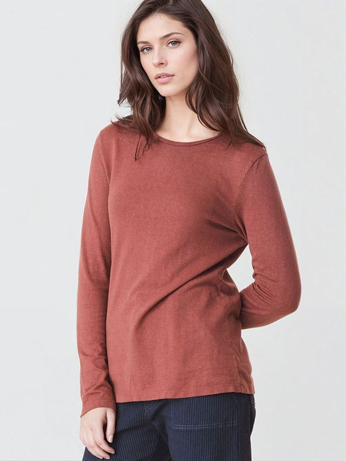 prairie underground hemp long sleeve tee rust