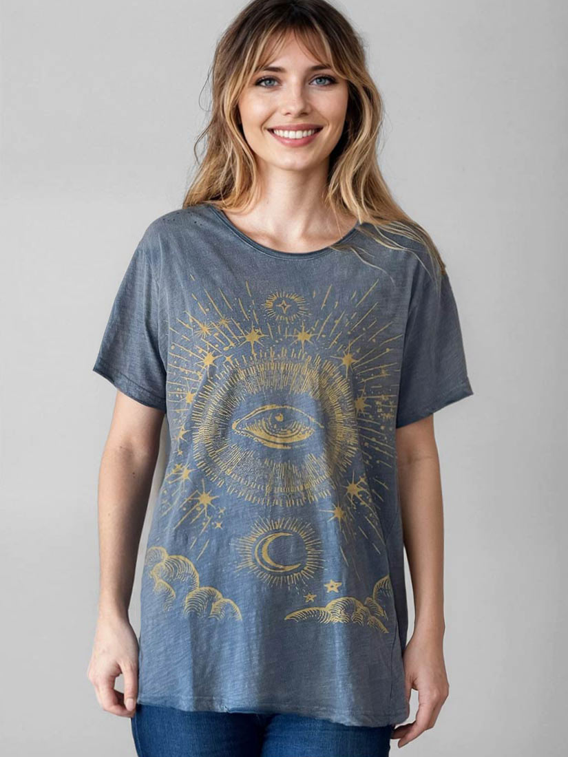 jaded gypsy evil eye moon dance tee blue