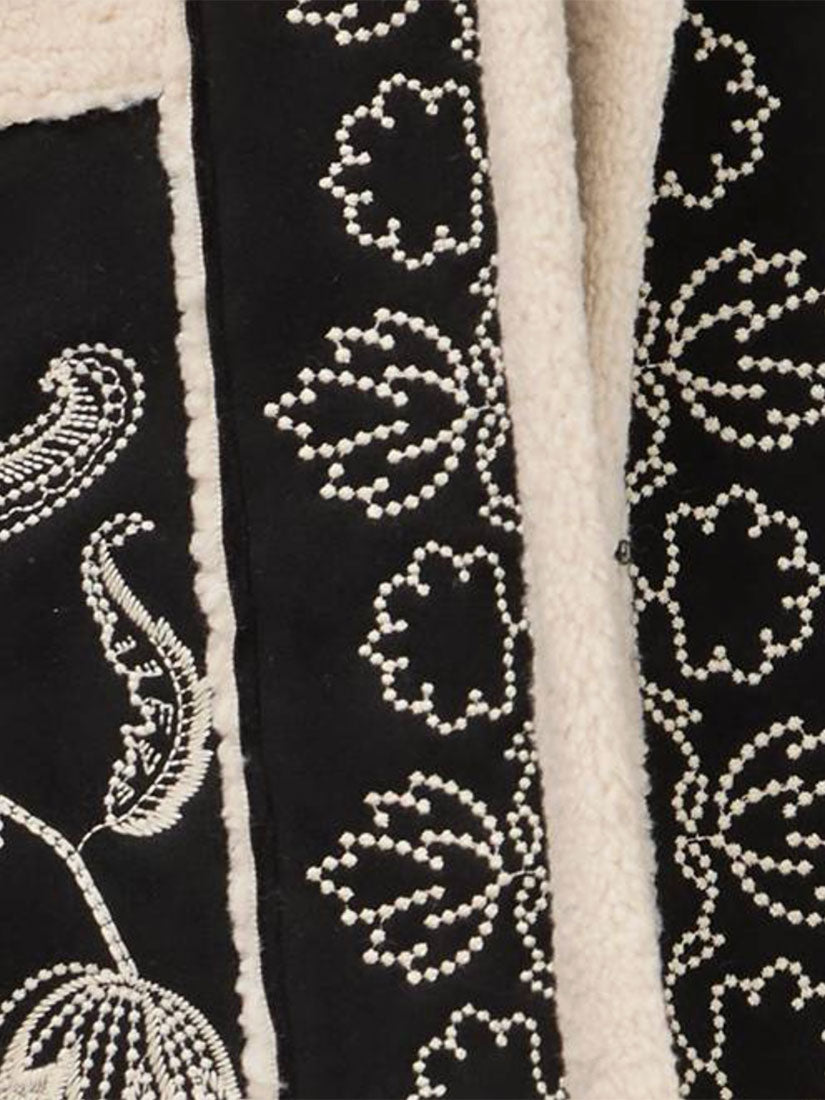 johnny was lori faux suede embroidered jacket close up patern texture