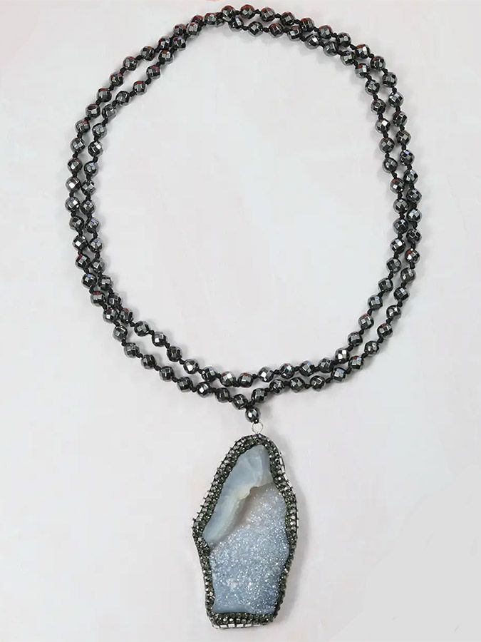 TENAYA Hematite Druzy Pendant Necklace