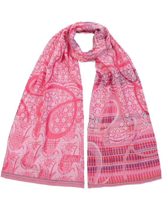 letol Eunice jacquard scarf in pink multi