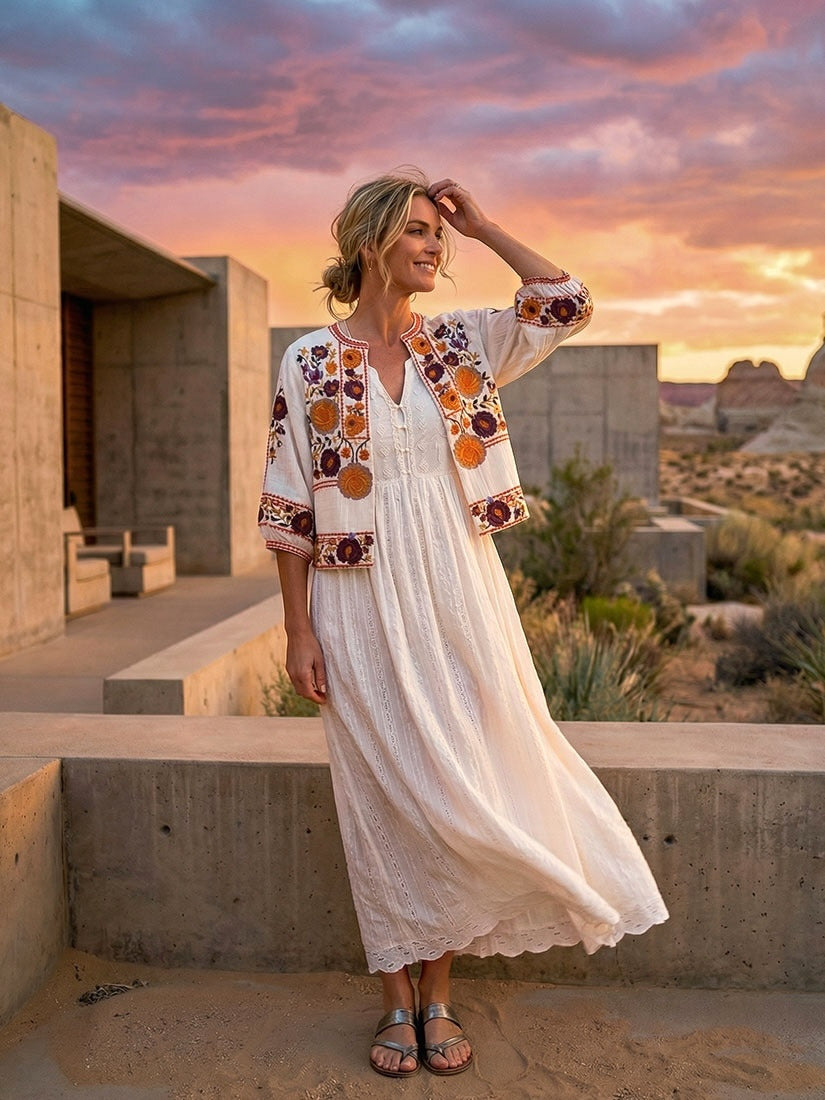 GRETA Embroidered Jacket Sunset | M.A.B.E