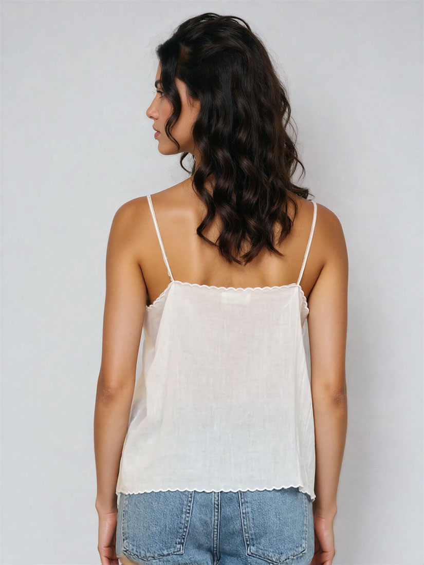 LYLA Embroidered Camisole White | M.A.B.E