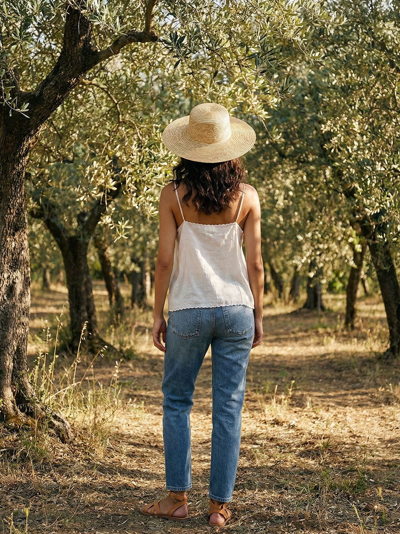 LYLA Embroidered Camisole White | M.A.B.E