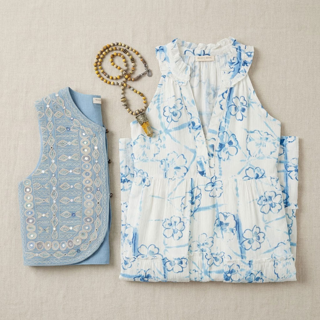 ASAMI Okinawa Print Maxi Dress