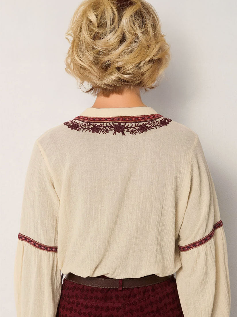 BRUNA Embroidered Blouse Vinyard Bordeaux