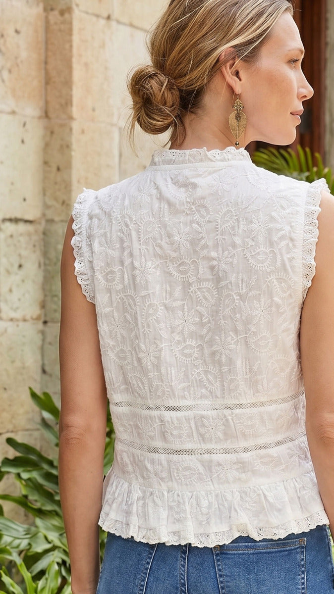 CAMILA Embroiderd Full Moon Top