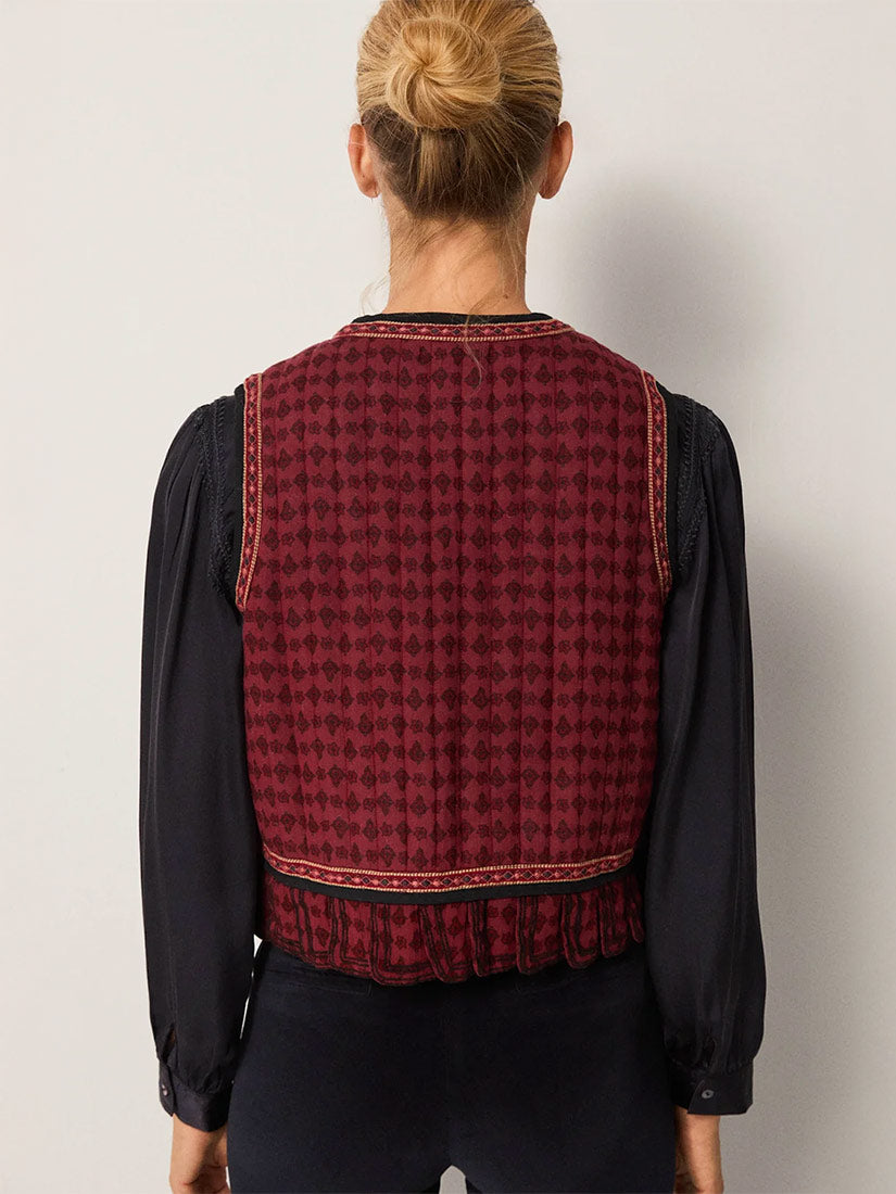 CASILDA Embroidered Vest Chateau Bordeaux
