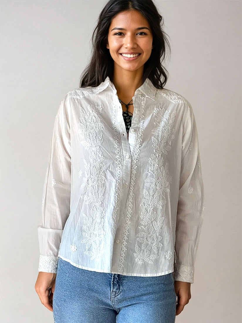 maison hotel ganges blouse white on black hair model