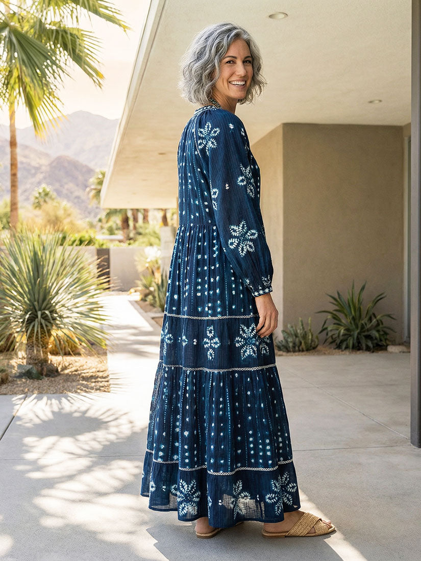 maison hotel kumo maxi dress in blue lifestyle