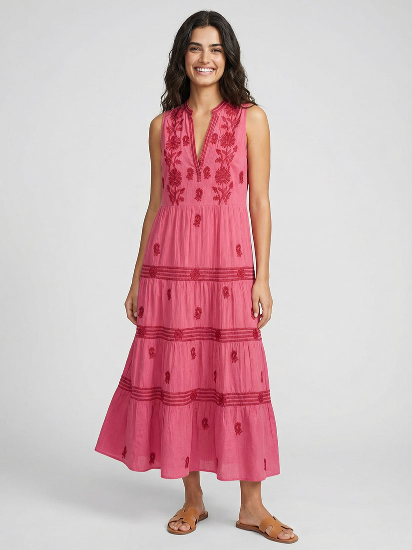 lili embroidered dress pink maison hotel
