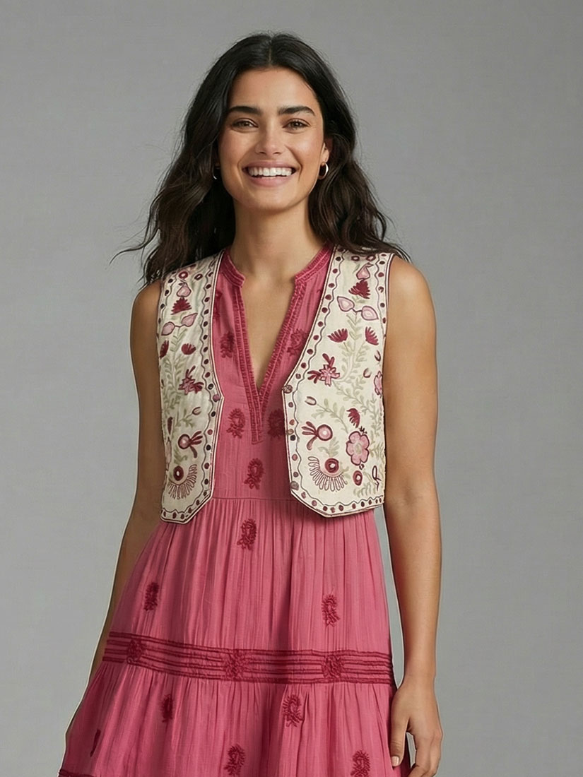 lola embroidered vest and lili embroidered dress from maison hotel
