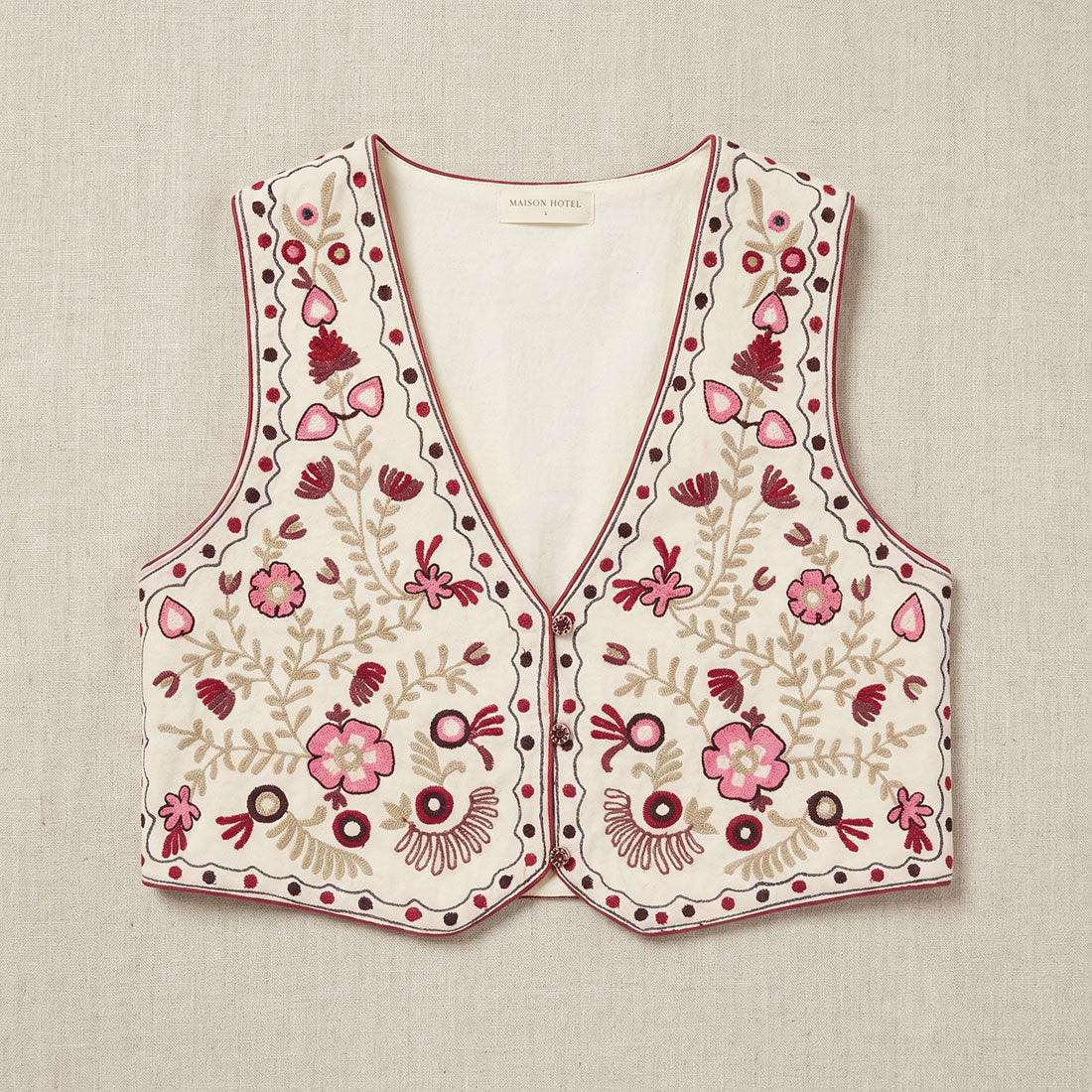 lola embroidered vest flat lay from maison hotel