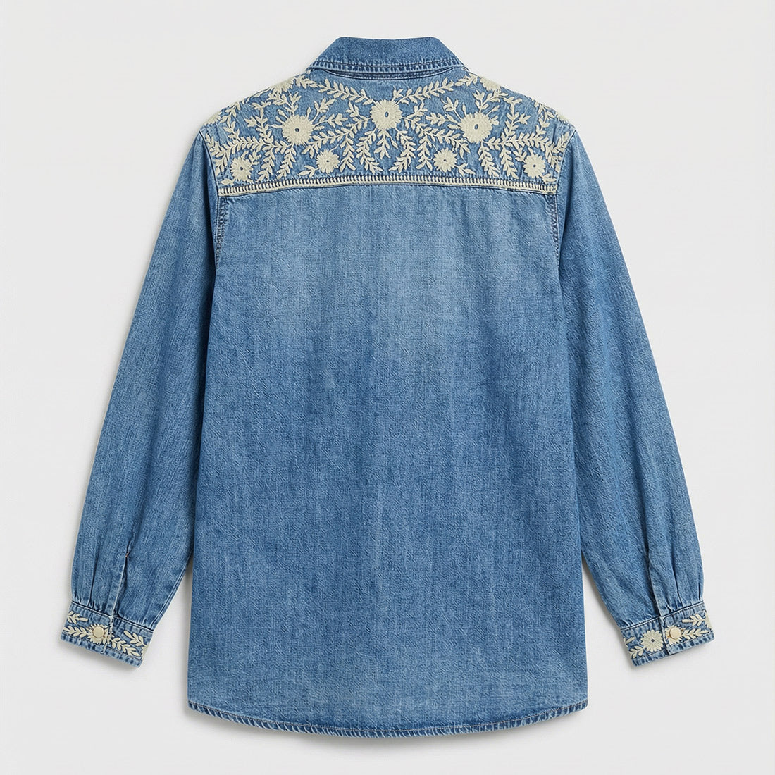 THELMA Arizona Embroidered Denim Blouse