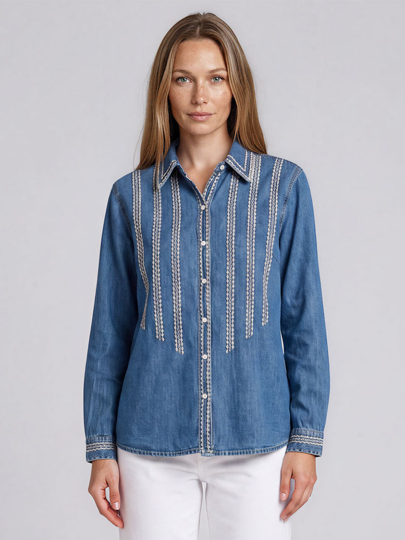 ZACH Azzurro Embroidered Denim Shirt
