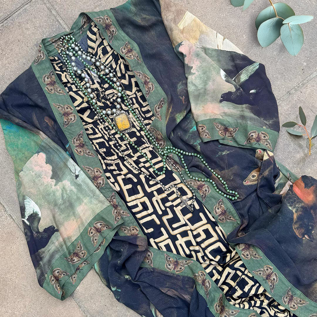 market of stars heartwork artisan bamboo kimono duster close up