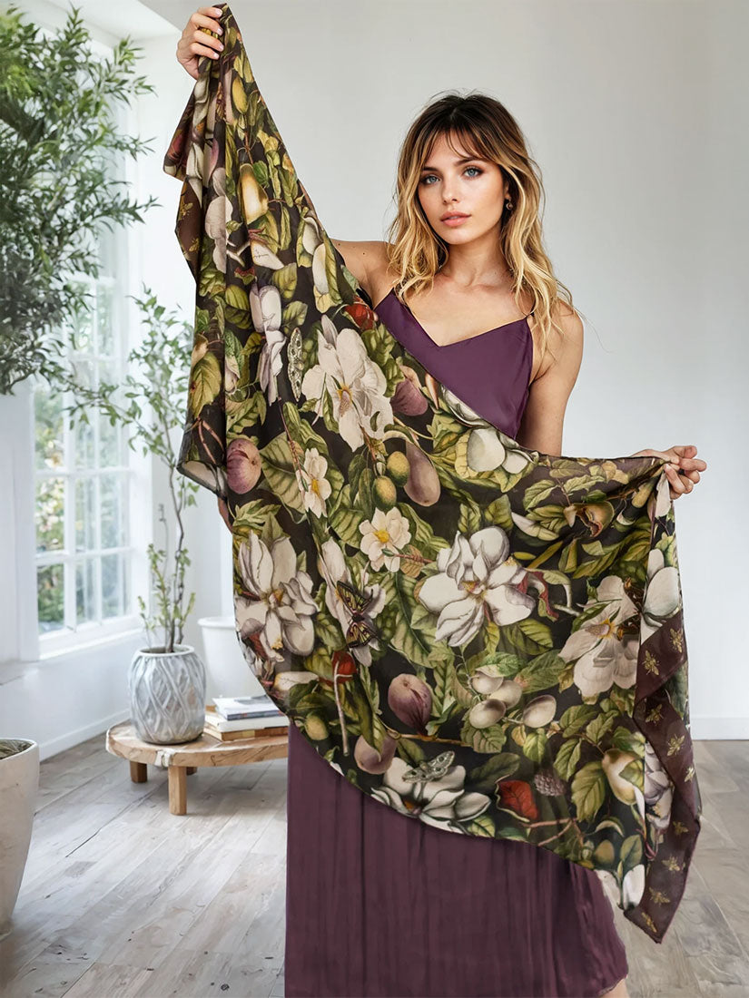 fleur de lune scarf by market of stars on blonde model