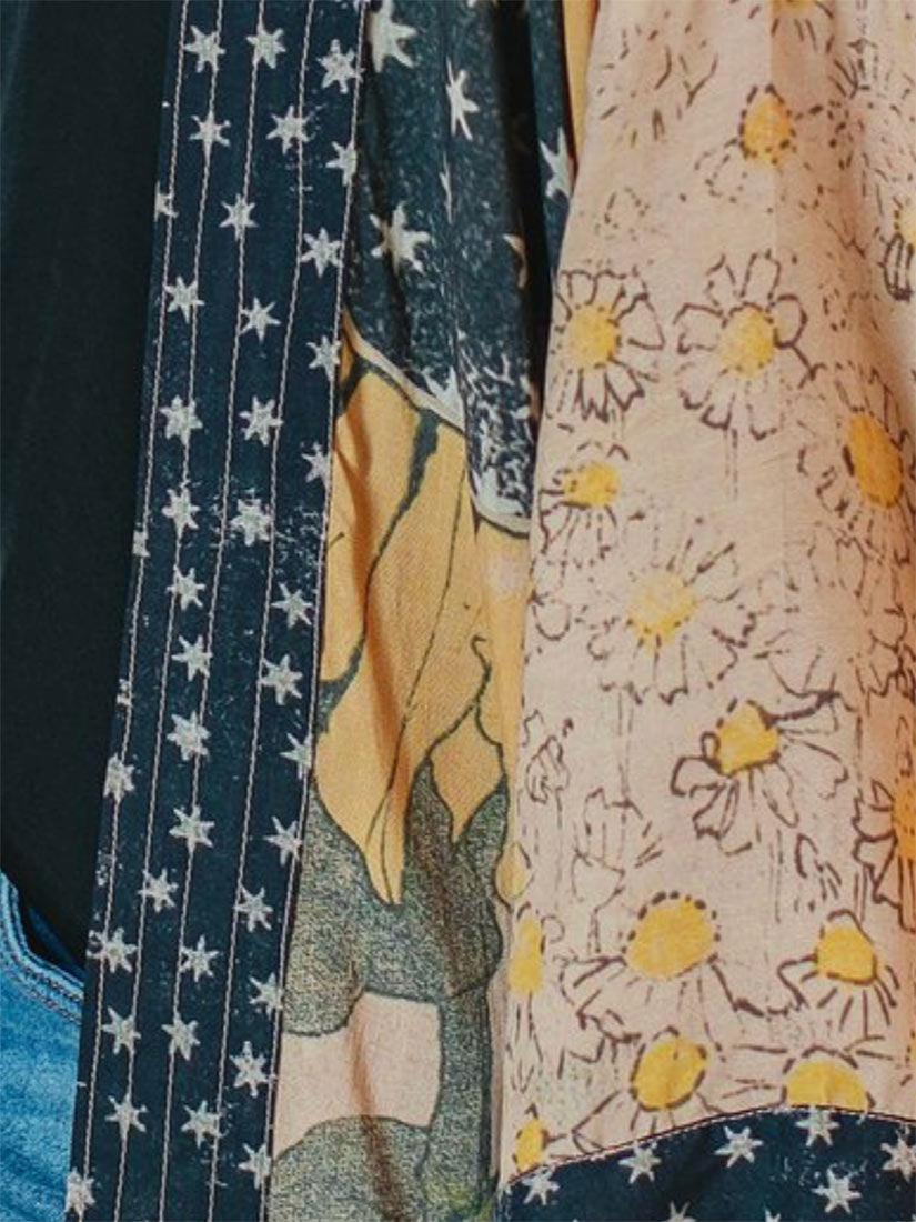 milk & honey matinée length bamboo viscose kimono close up pattern