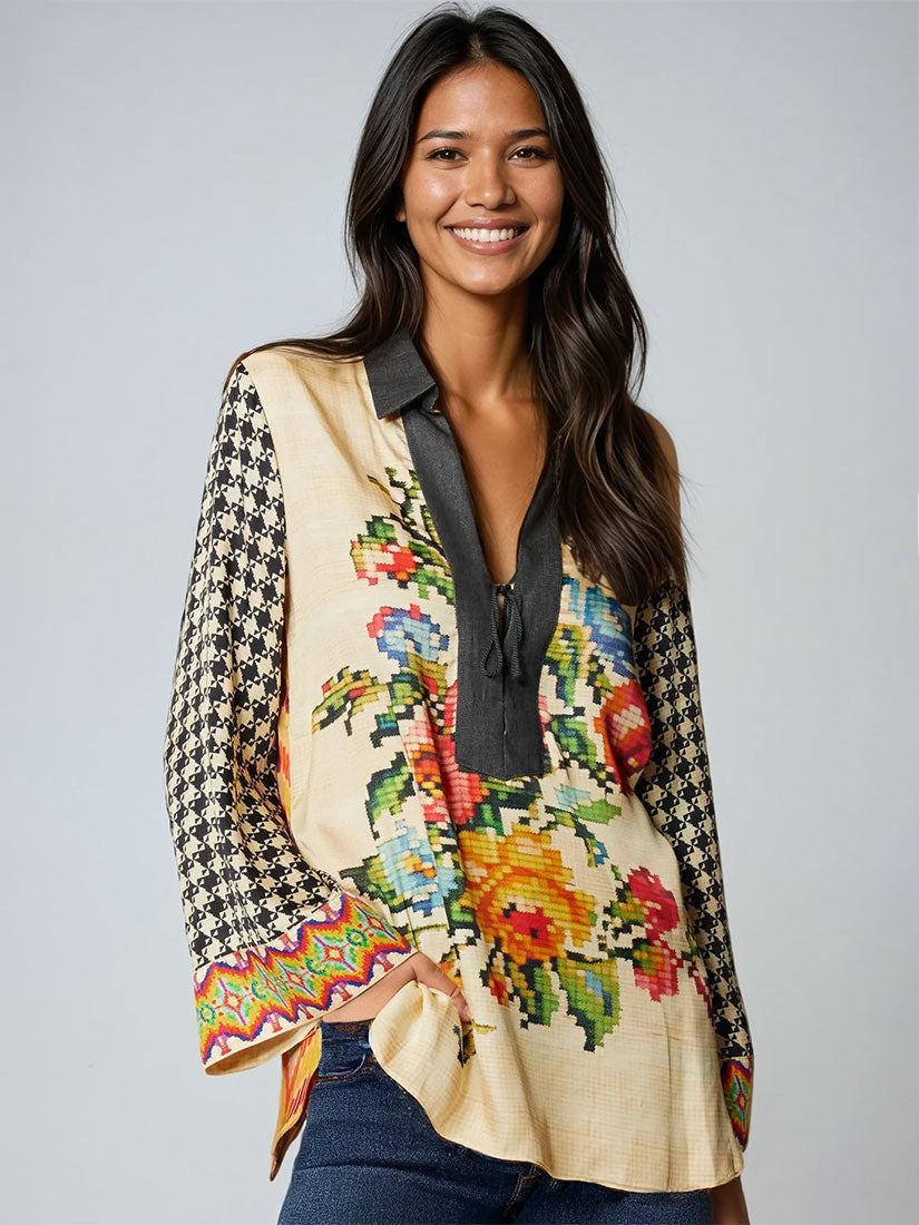 me369 alora tassel tie blouse
