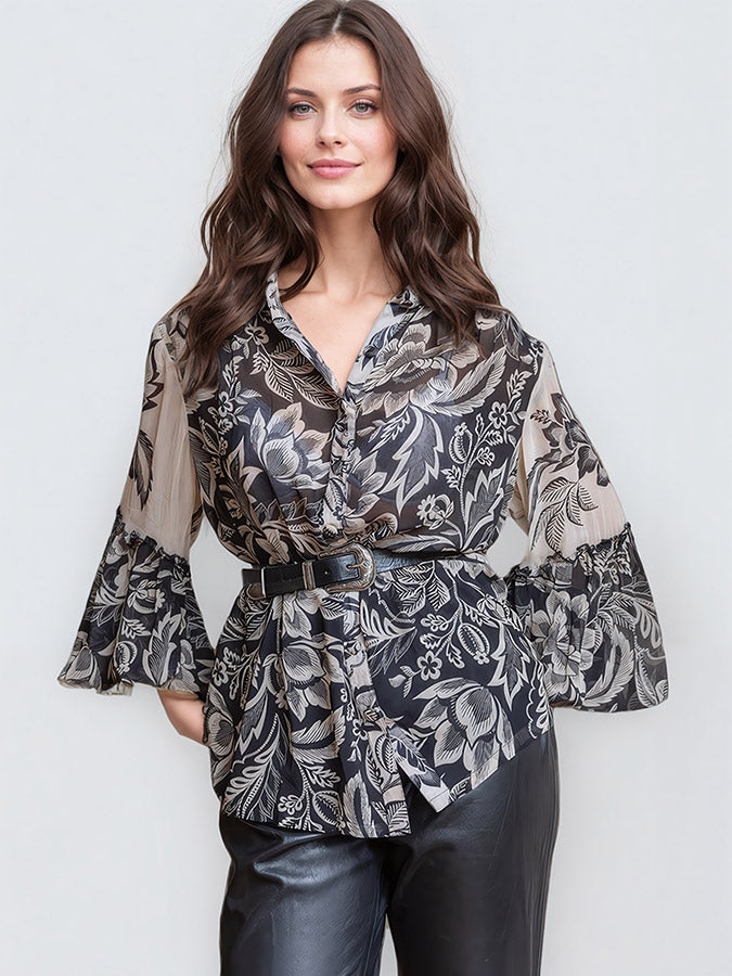 miss june garance blouse black print