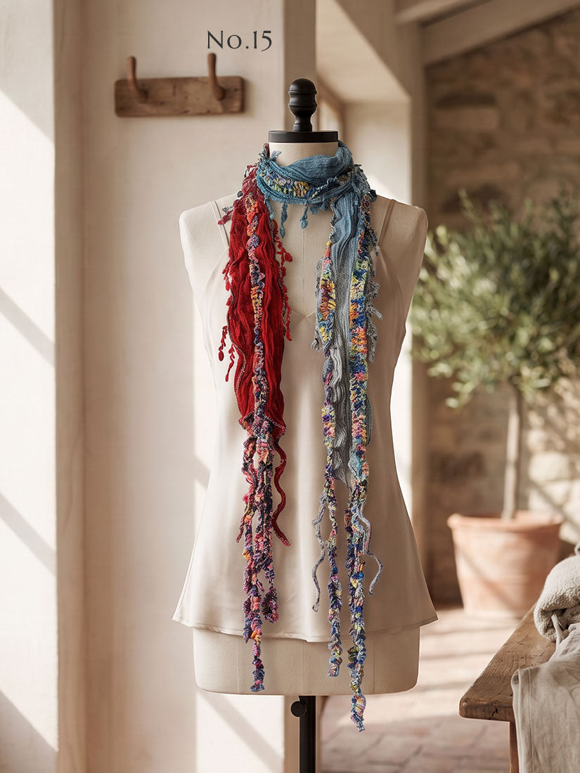 monkey mango fringe scarf teal and red