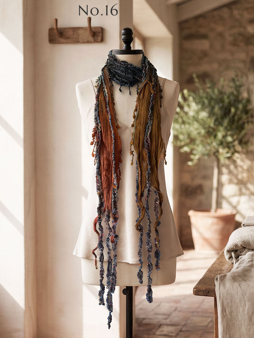 ombre fringe scarf by monkey mango in charcoal, rust,amber