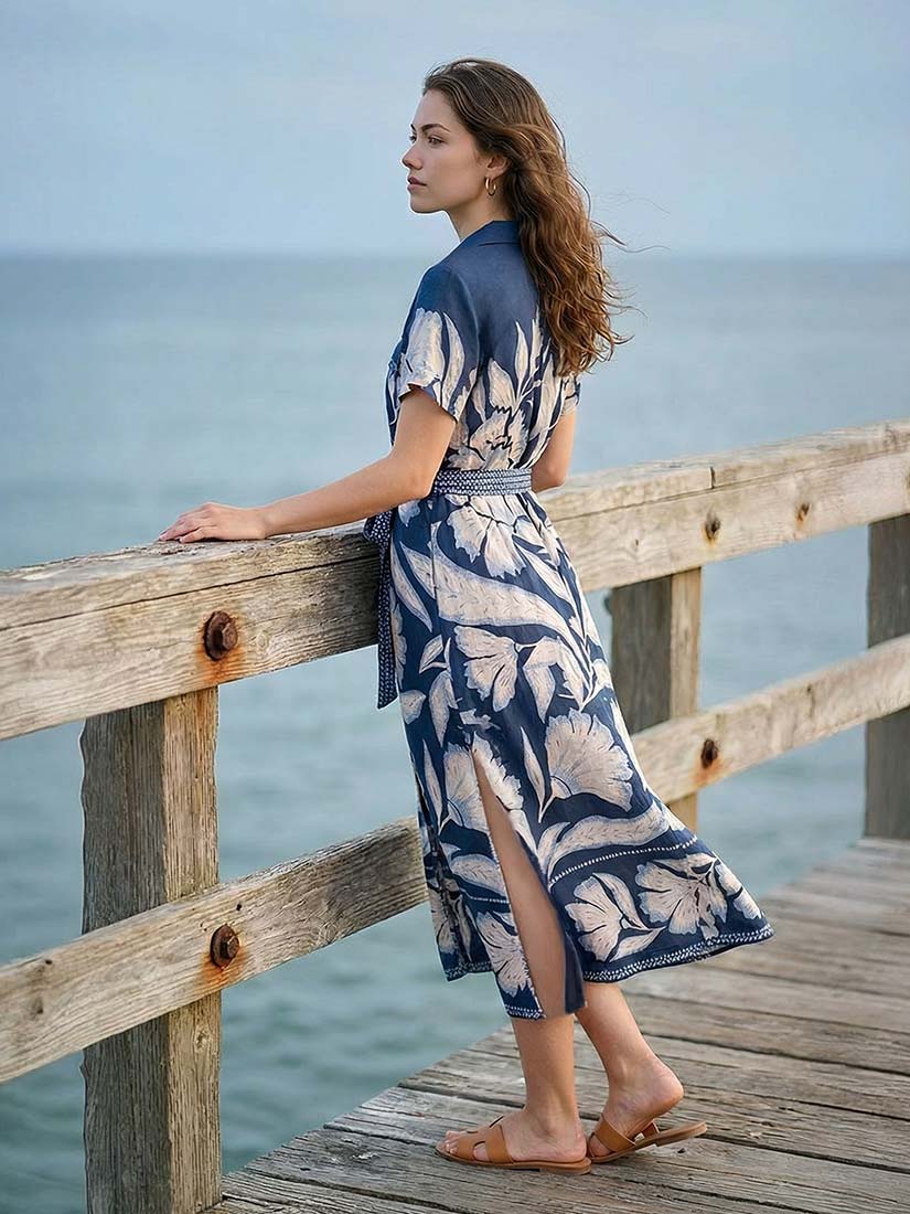 amira maxi shirtdress from omika adelaide mariner print