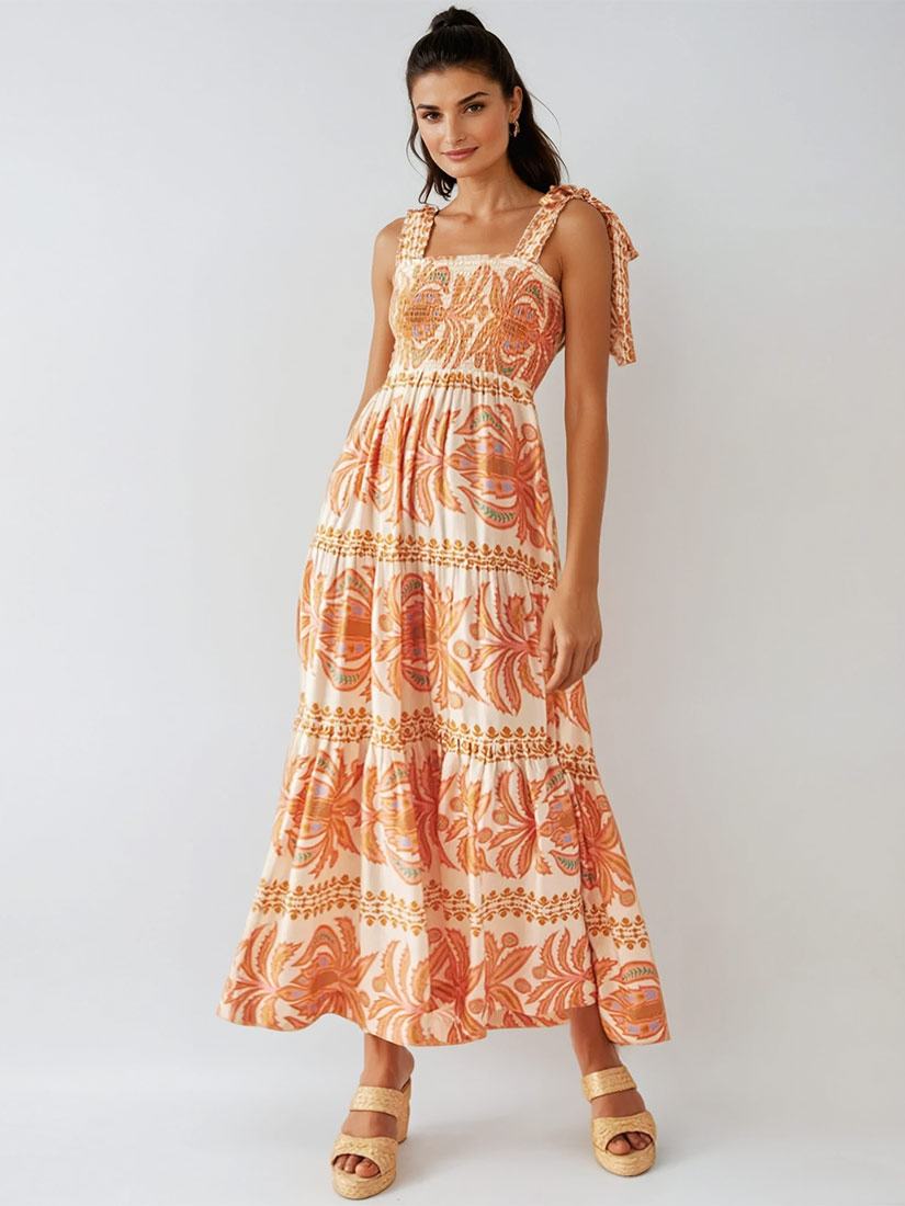 omika lana maxi dress zena sunrise on black hair model