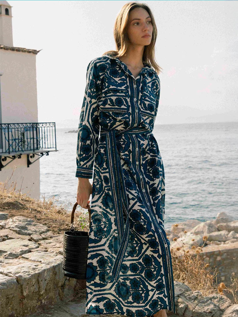 omika palma maxi shirt dress tessa santorini print bestseller lifestyle