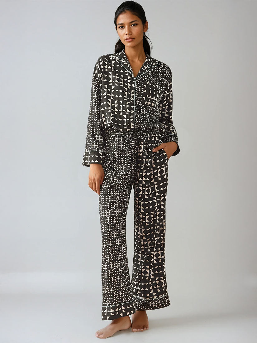 omika long Pajama set raj mandir noir graphic print exclusive