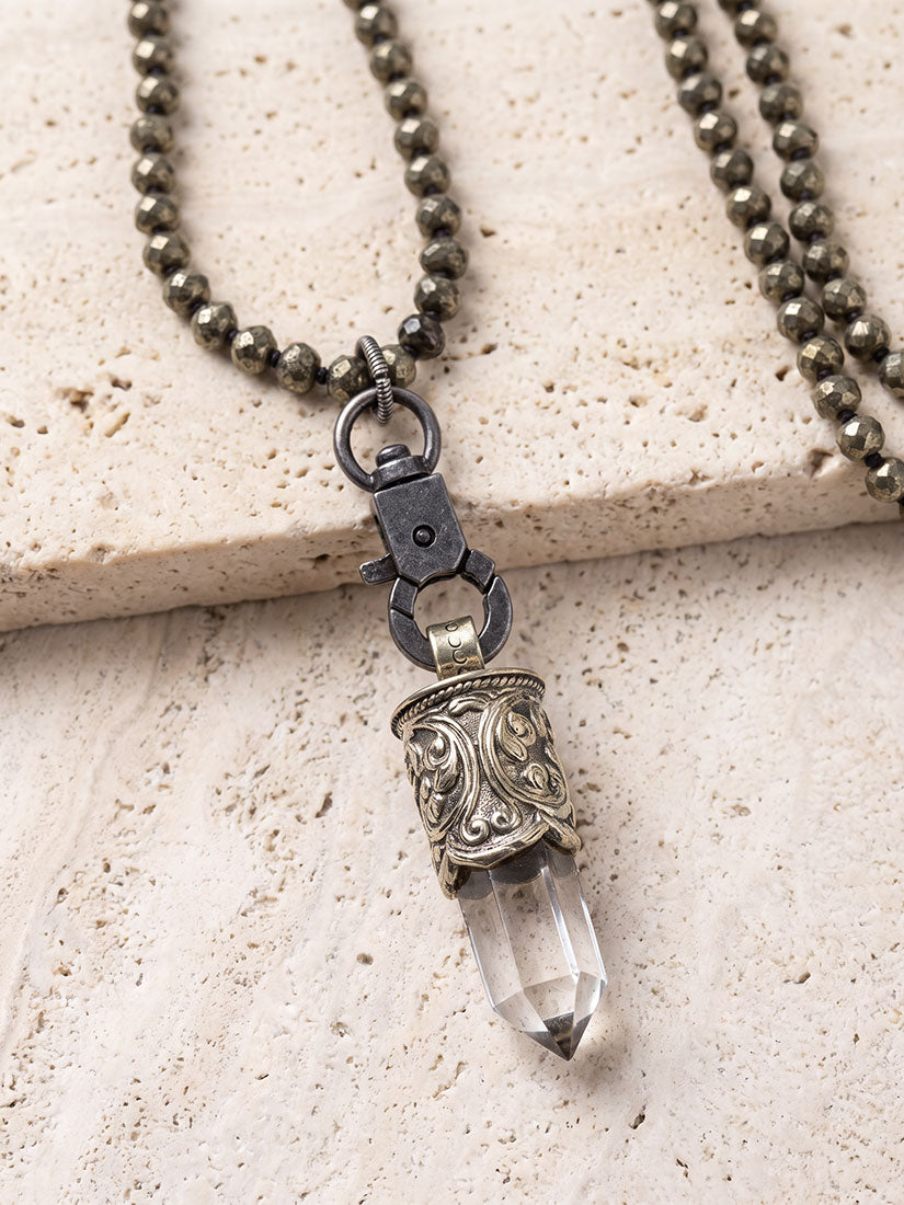 ALCHEMY Pyrite And Crystal Pendant Necklace