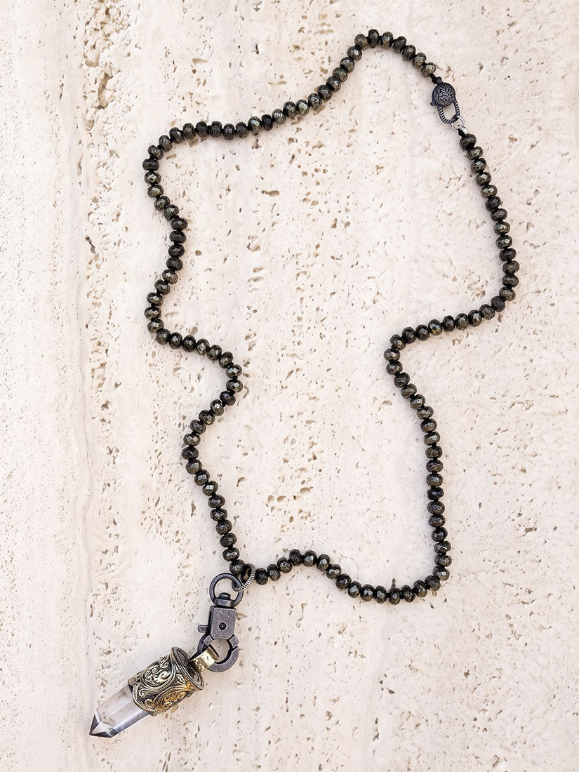 ALCHEMY Pyrite And Crystal Pendant Necklace