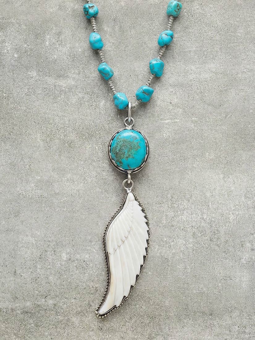 FEATHER + STONE Turquoise Pendant Necklace