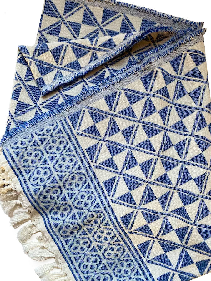 pearl and caviar beach towel throw blue