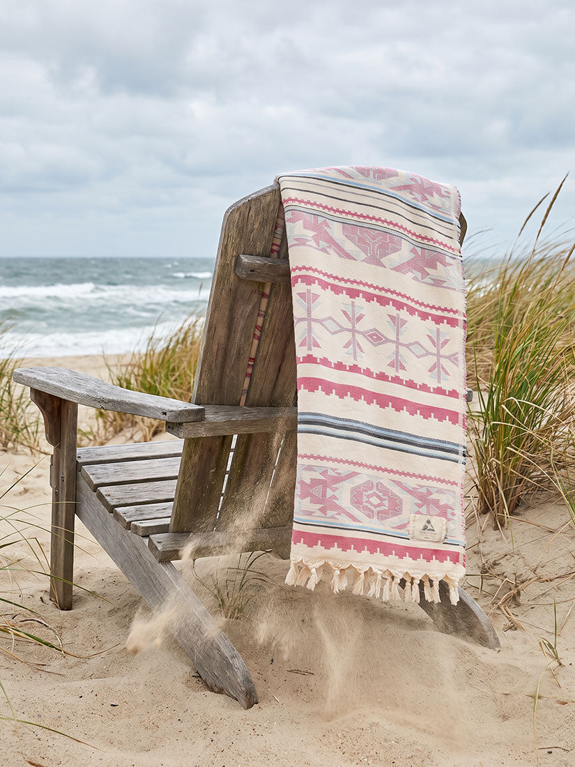 pearl and caviar beach throw pink