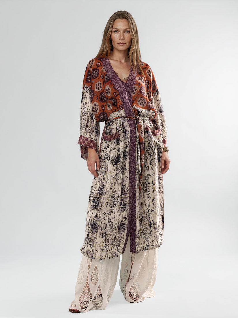 KEVA Mixed Print Kimono Dress