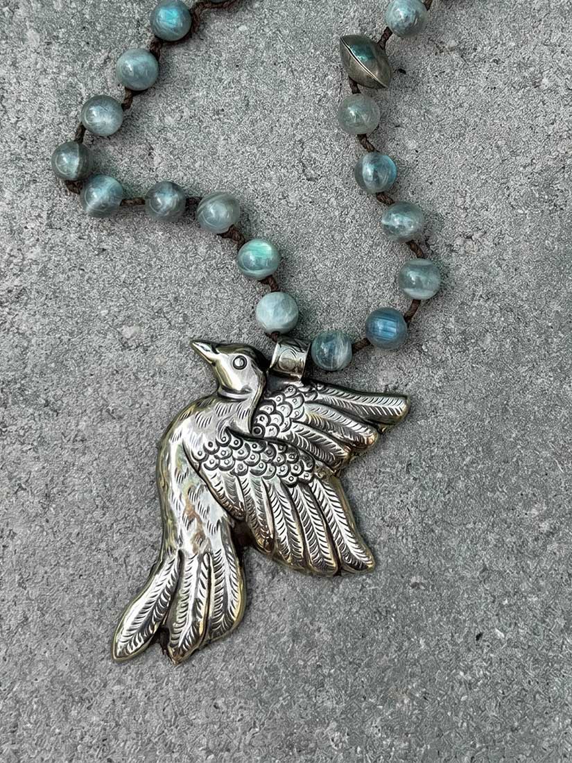 FREE FLIGHT 2 Silver + Labradorite Pendant Necklace