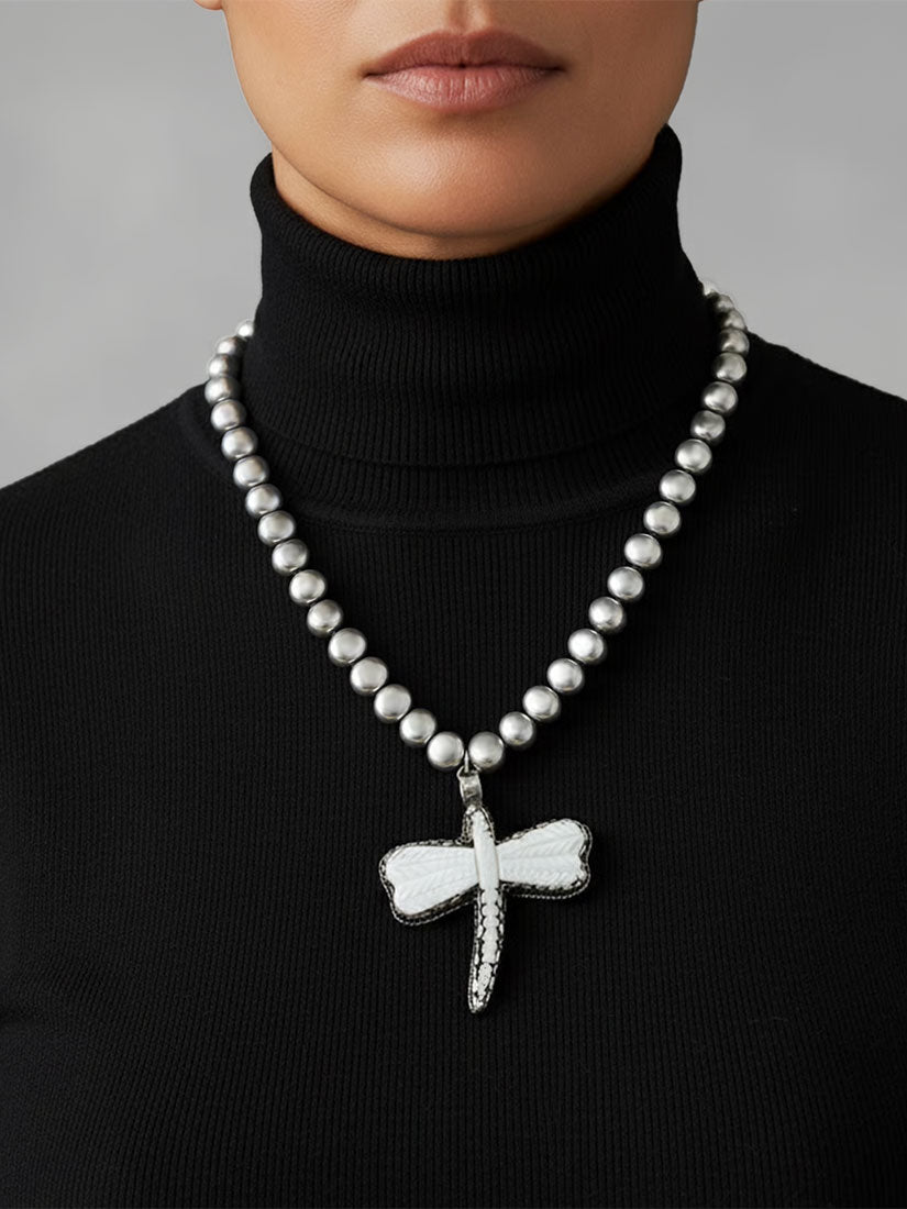 MYSTIC WINGS Dragonfly Carved Bone Necklace