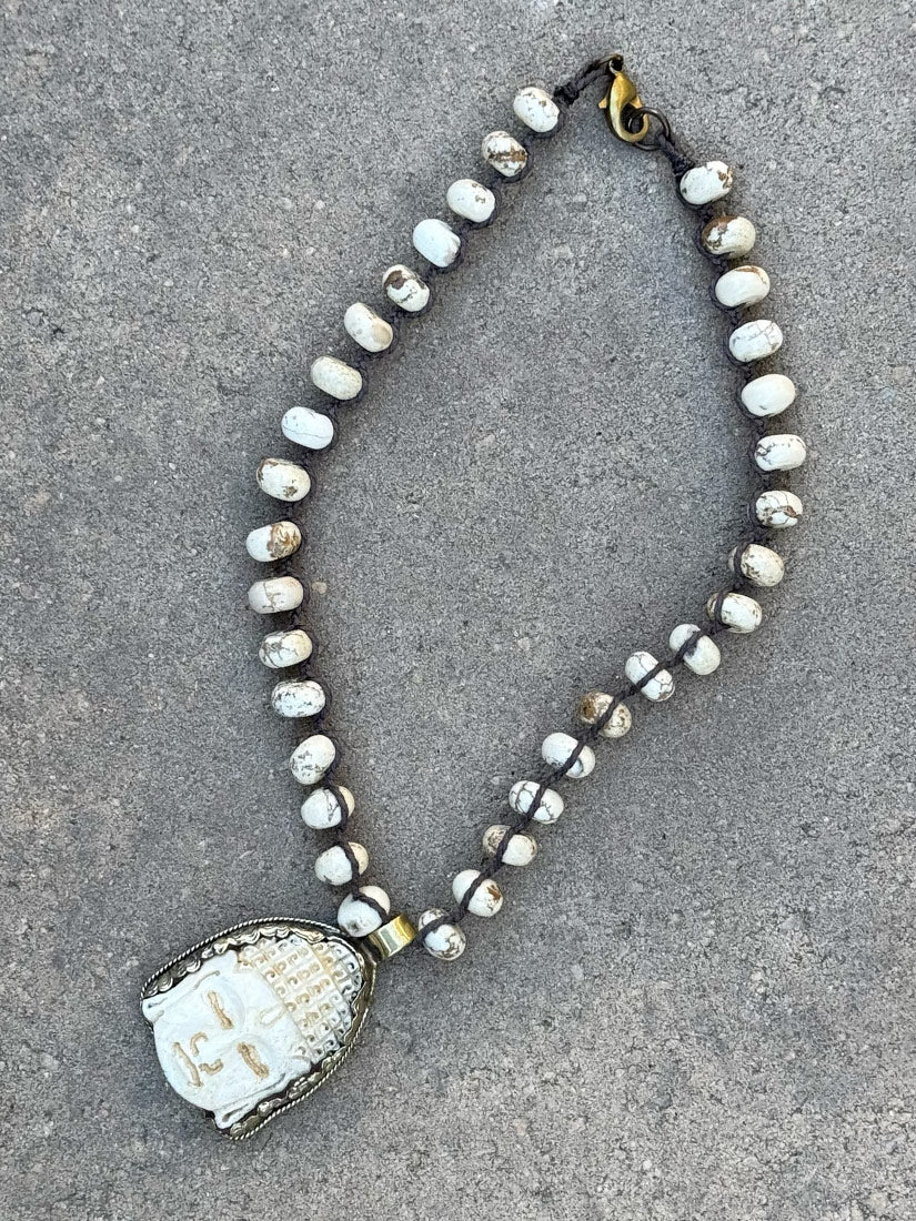 tara gasparian meditation carved bone buddha necklace