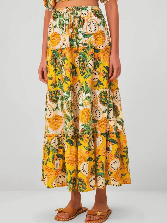 farm rio biriba maxi skirt yellow
