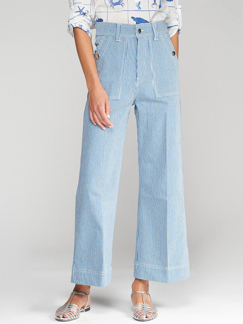 vilagallo noa blue & White Striped denim pant