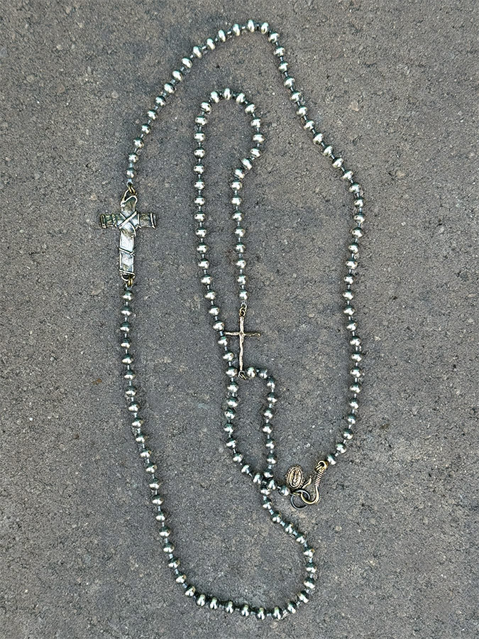 zowee santa rosa silver ball and cross necklace