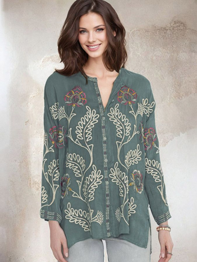 Johnny Was Slim Audrey Embroidered Tunic