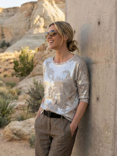 SILVER SONG Shimmer Tee 