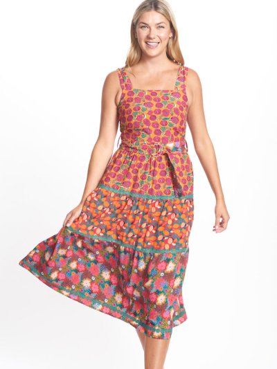 Emily Lovelock KATHLEEN Multi Print Midi Dress 