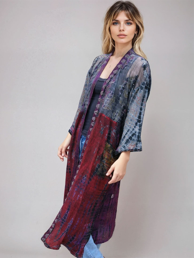 BYZANTIUM Vintage Silk Tie Dye Kimono 